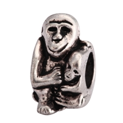 5 x Mother Monkey & Child Love Charms Beads Antique Silver Tone European Charm Beads  #MEC-40